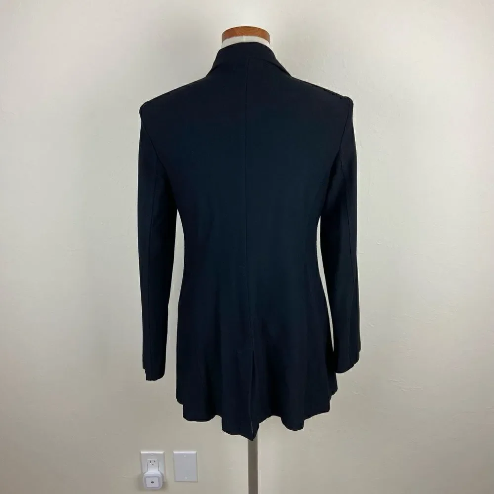 Eileen Fisher Asymmetric Knit Stretch Button-Up Jacket - Black